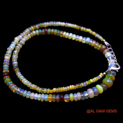 Smooth Fire Opal Bead Rondelle Art Deco Anniversary Antique Necklace EOB-18