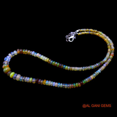 Smooth Fire Opal Bead Rondelle Art Deco Anniversary Antique Necklace EOB-18
