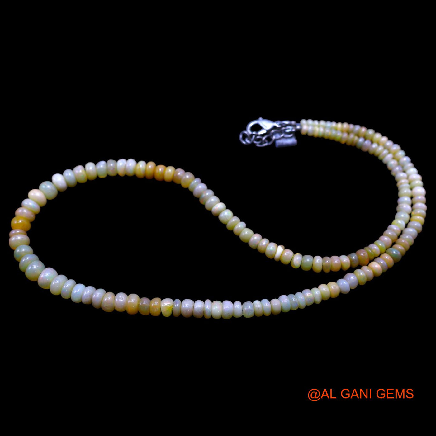 Smooth Multi Color Fire Opal Beads Rondelle Dainty Statement Necklace EOB-19