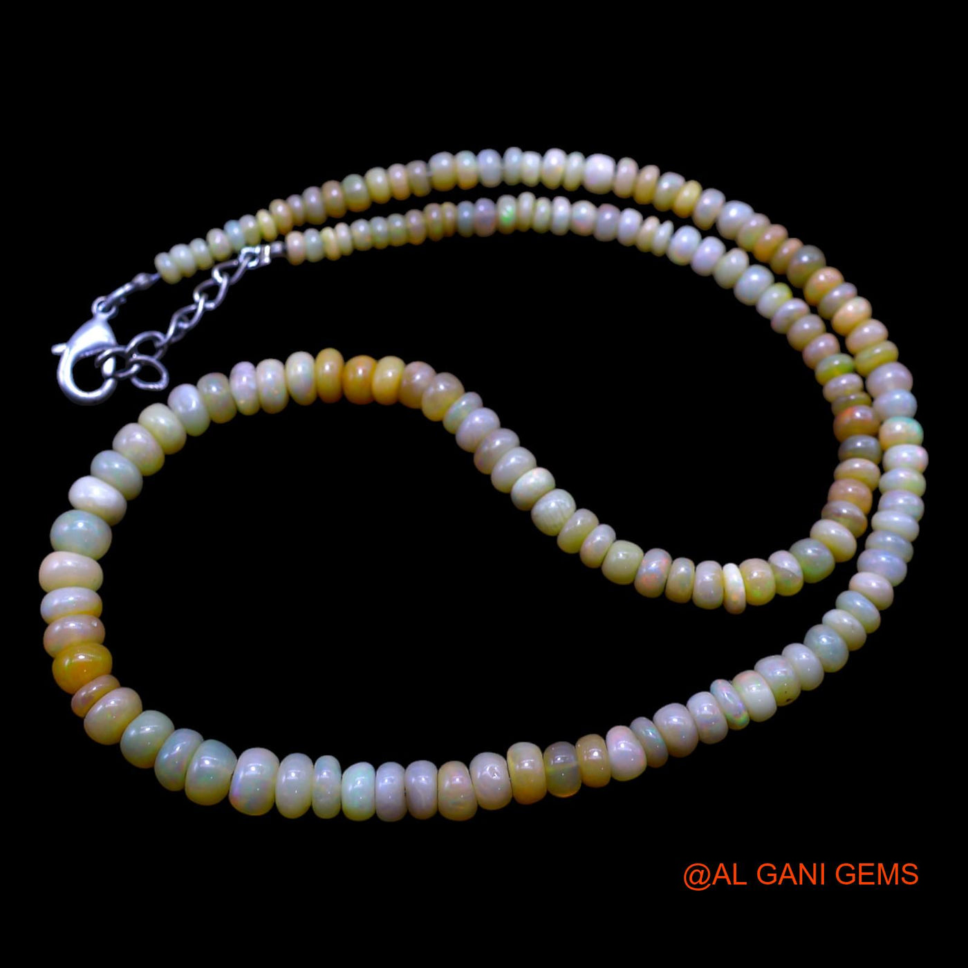 Smooth Multi Color Fire Opal Beads Rondelle Dainty Statement Necklace EOB-19