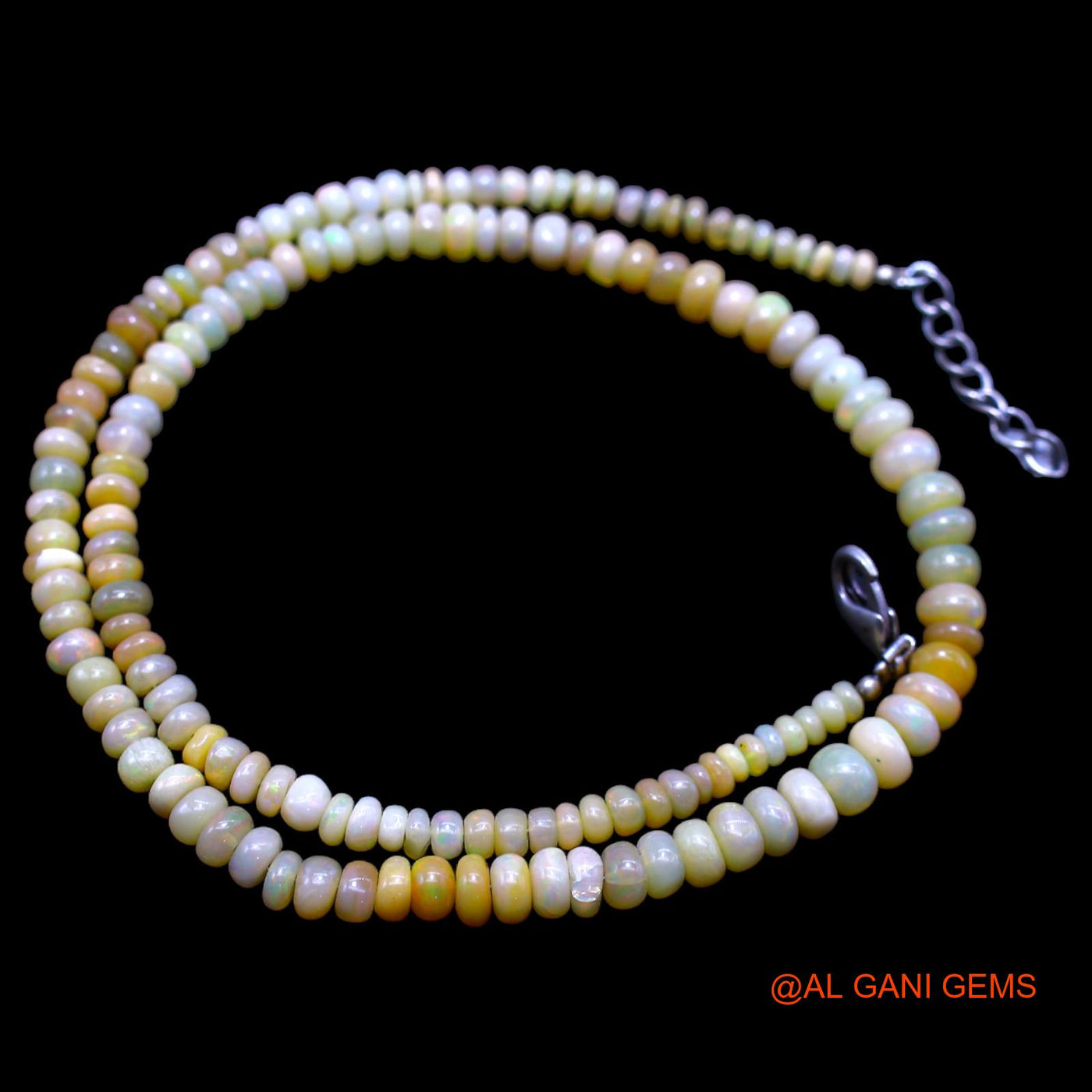 Smooth Multi Color Fire Opal Beads Rondelle Dainty Statement Necklace EOB-19
