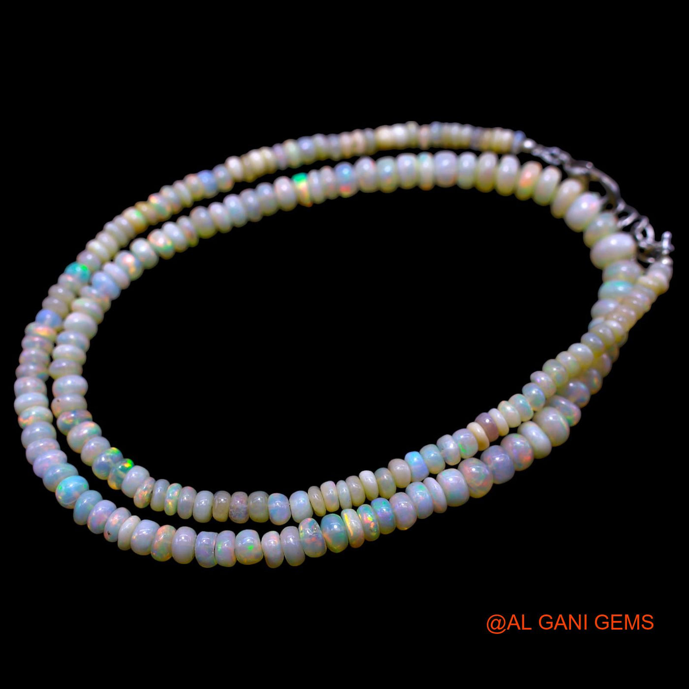 Smooth Multi Color Fire Opal Beads Rondelle Dainty Celestial Necklace EOB-1