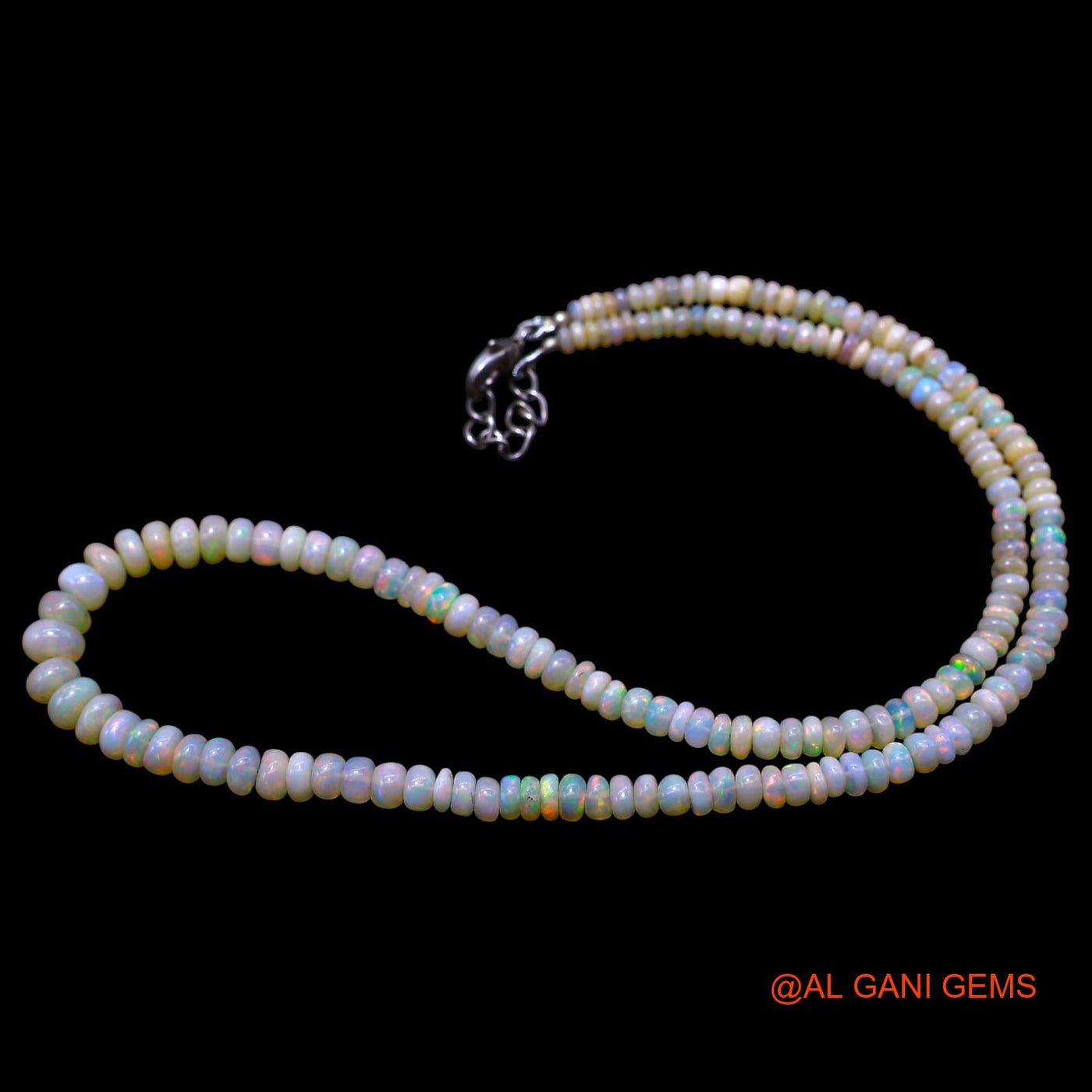 Smooth Multi Color Fire Opal Beads Rondelle Dainty Celestial Necklace EOB-1