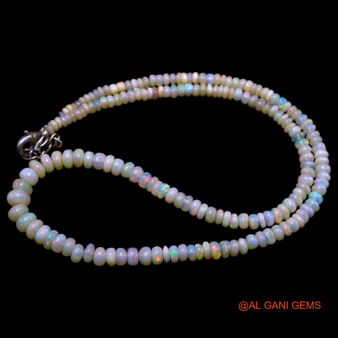 Smooth Multi Color Fire Opal Beads Rondelle Dainty Celestial Necklace EOB-1