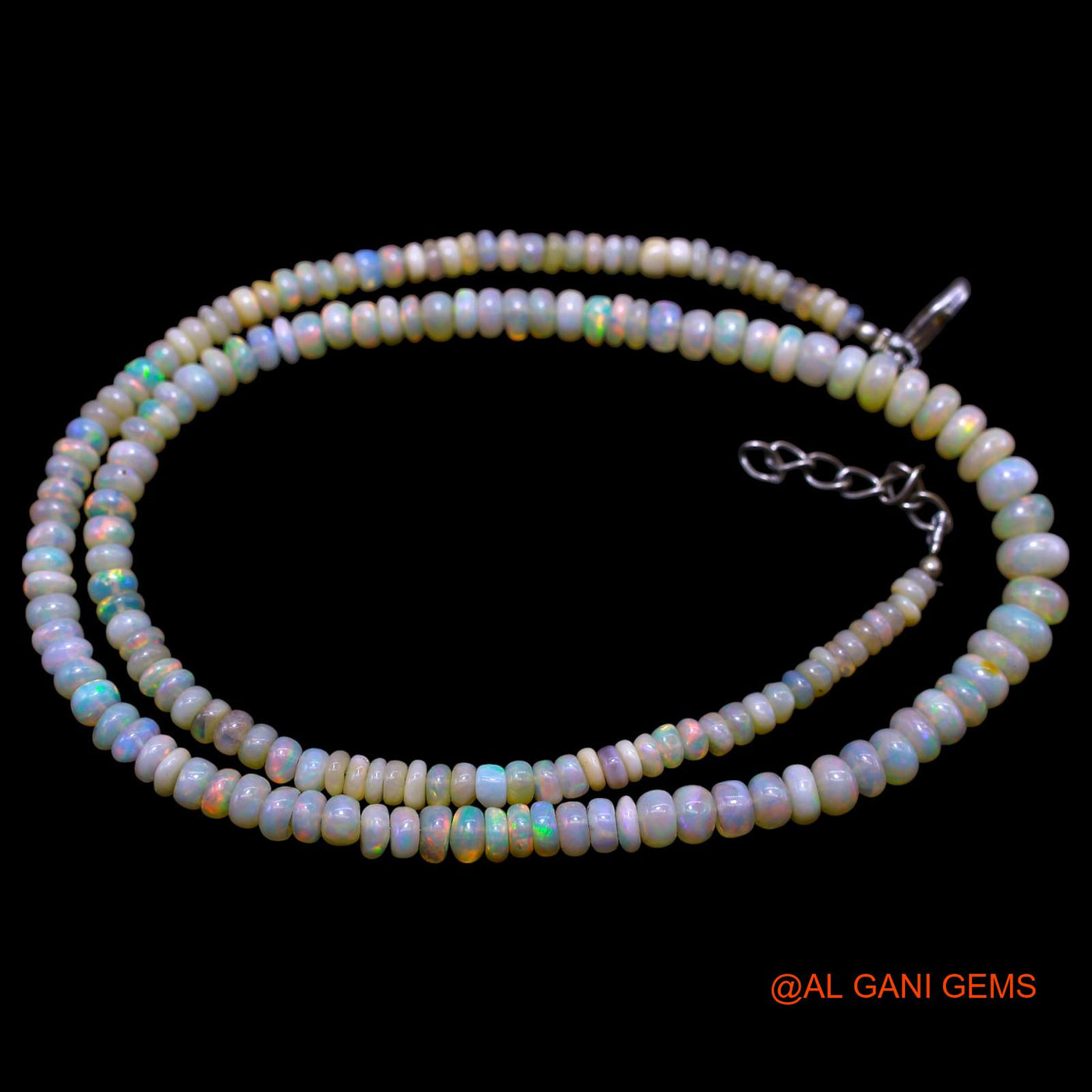 Smooth Multi Color Fire Opal Beads Rondelle Dainty Celestial Necklace EOB-1