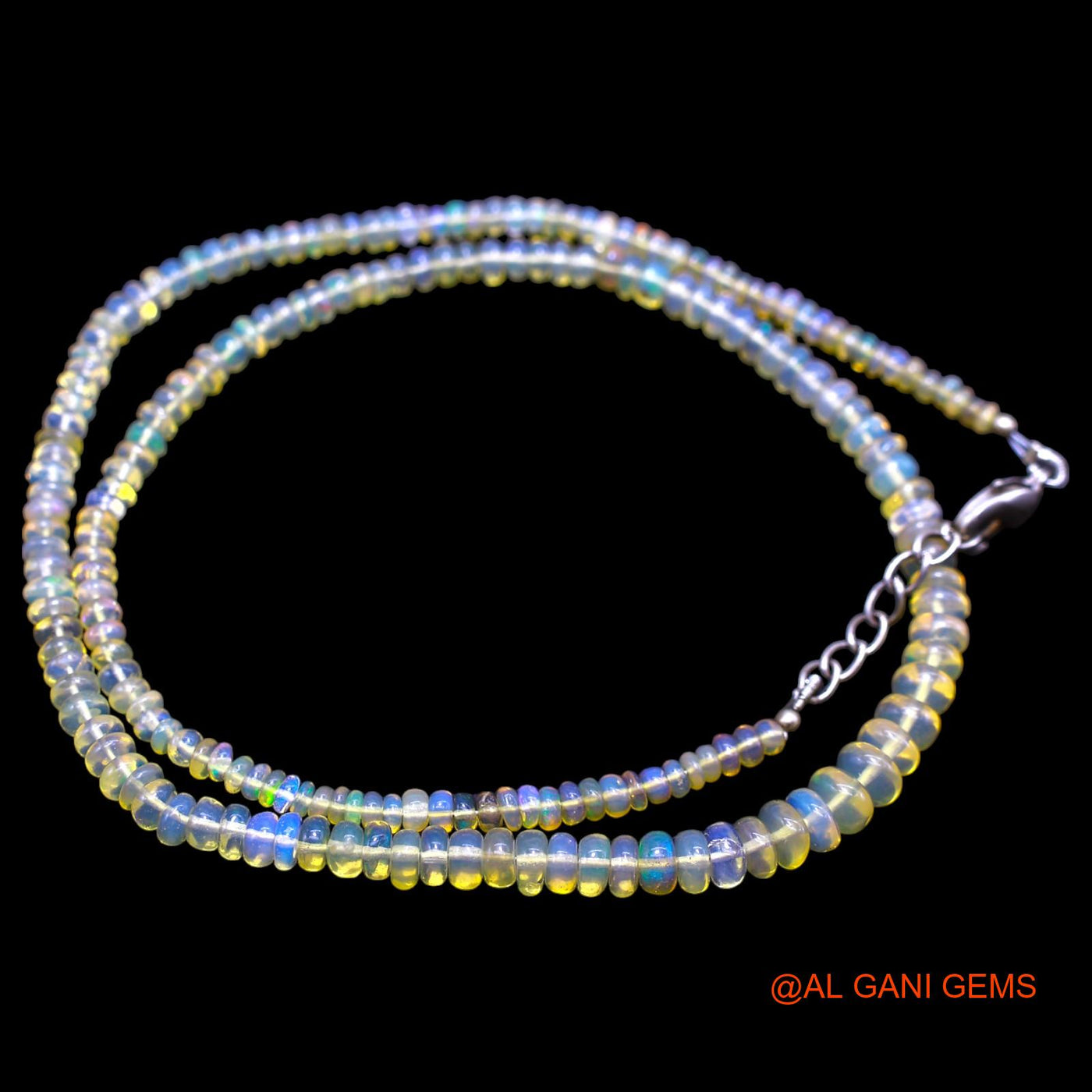 Rondelle Smooth Multi Color 2X6 MM Fire Opal Beaded Boho Mother Necklace EOB-20