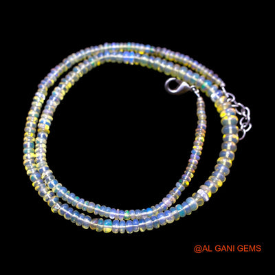 Rondelle Smooth Multi Color 2X6 MM Fire Opal Beaded Boho Mother Necklace EOB-20
