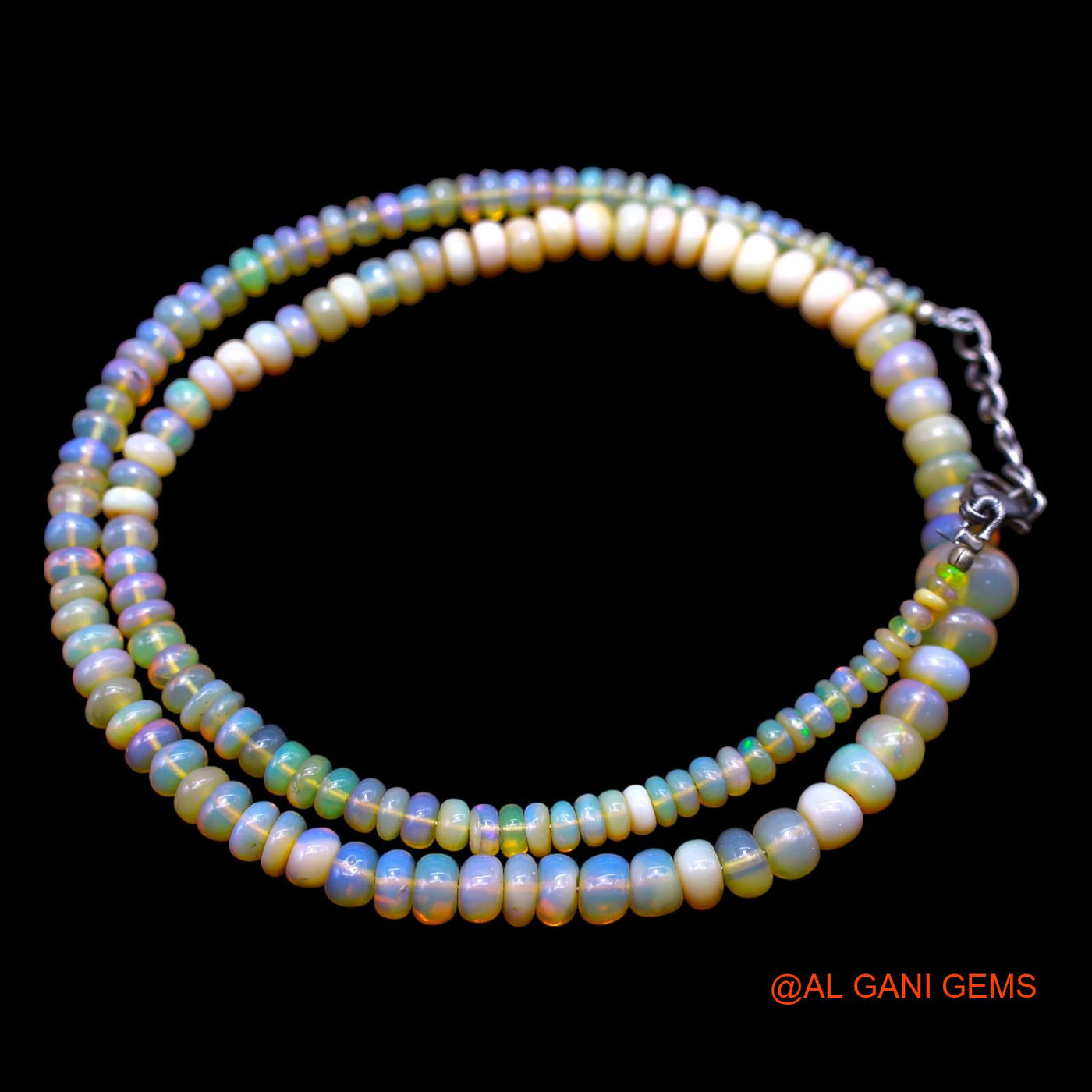 Rondelle Smooth Multi Color Fire Opal Bead Dainty Mother Boho Necklace EOB-21