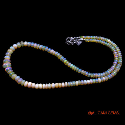 Rondelle Smooth Multi Color Fire Opal Bead Dainty Mother Boho Necklace EOB-21