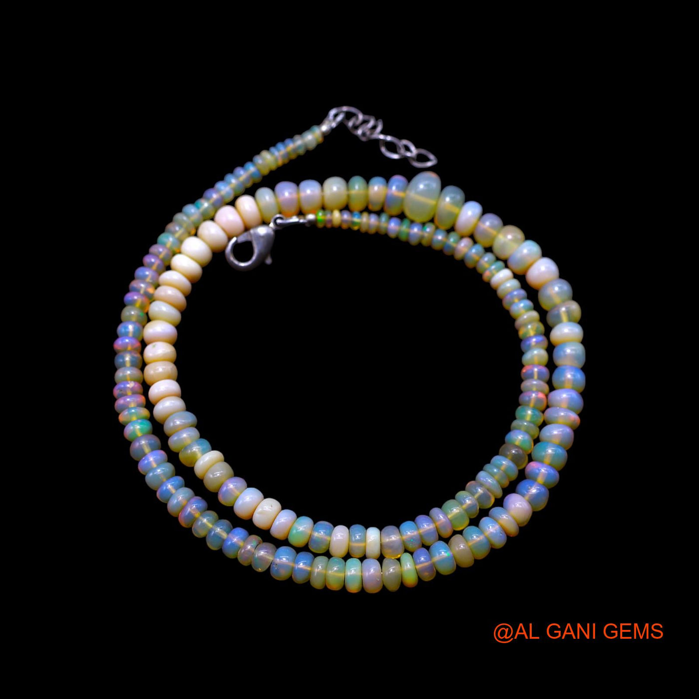 Rondelle Smooth Multi Color Fire Opal Bead Dainty Mother Boho Necklace EOB-21