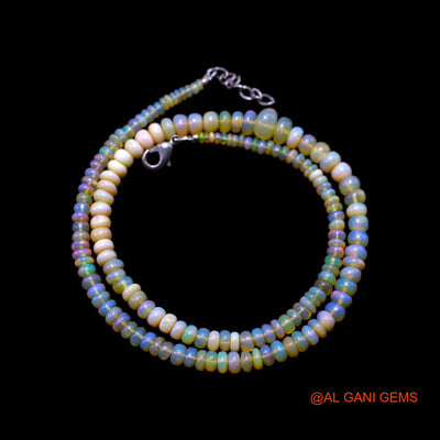 Rondelle Smooth Multi Color Fire Opal Bead Dainty Mother Boho Necklace EOB-21