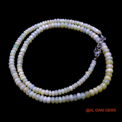 Smooth 3X6 MM Fire Opal Beads Rondelle Art Deco Anniversary Necklace EOB-22