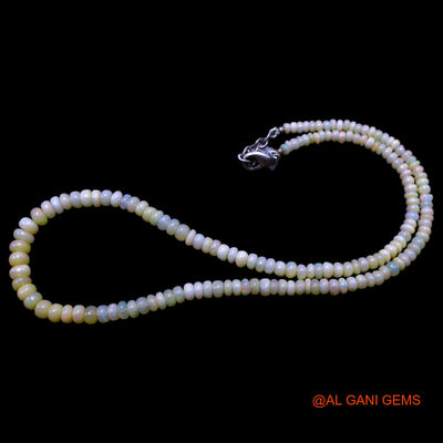 Smooth 3X6 MM Fire Opal Beads Rondelle Art Deco Anniversary Necklace EOB-22