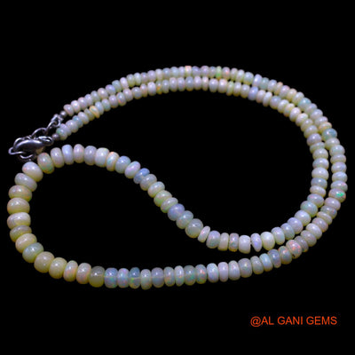 Smooth 3X6 MM Fire Opal Beads Rondelle Art Deco Anniversary Necklace EOB-22