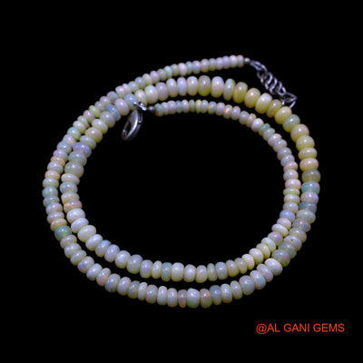 Smooth 3X6 MM Fire Opal Beads Rondelle Art Deco Anniversary Necklace EOB-22