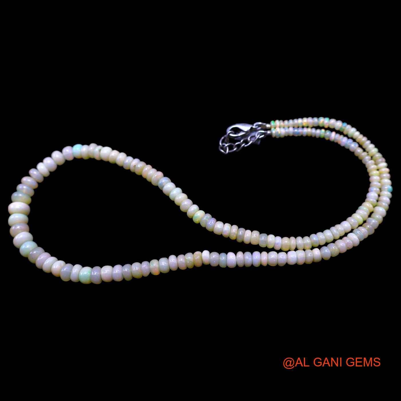 Smooth Fire Opal Bead Rondelle Dainty Handmade Celestial Mother Necklace EOB-23