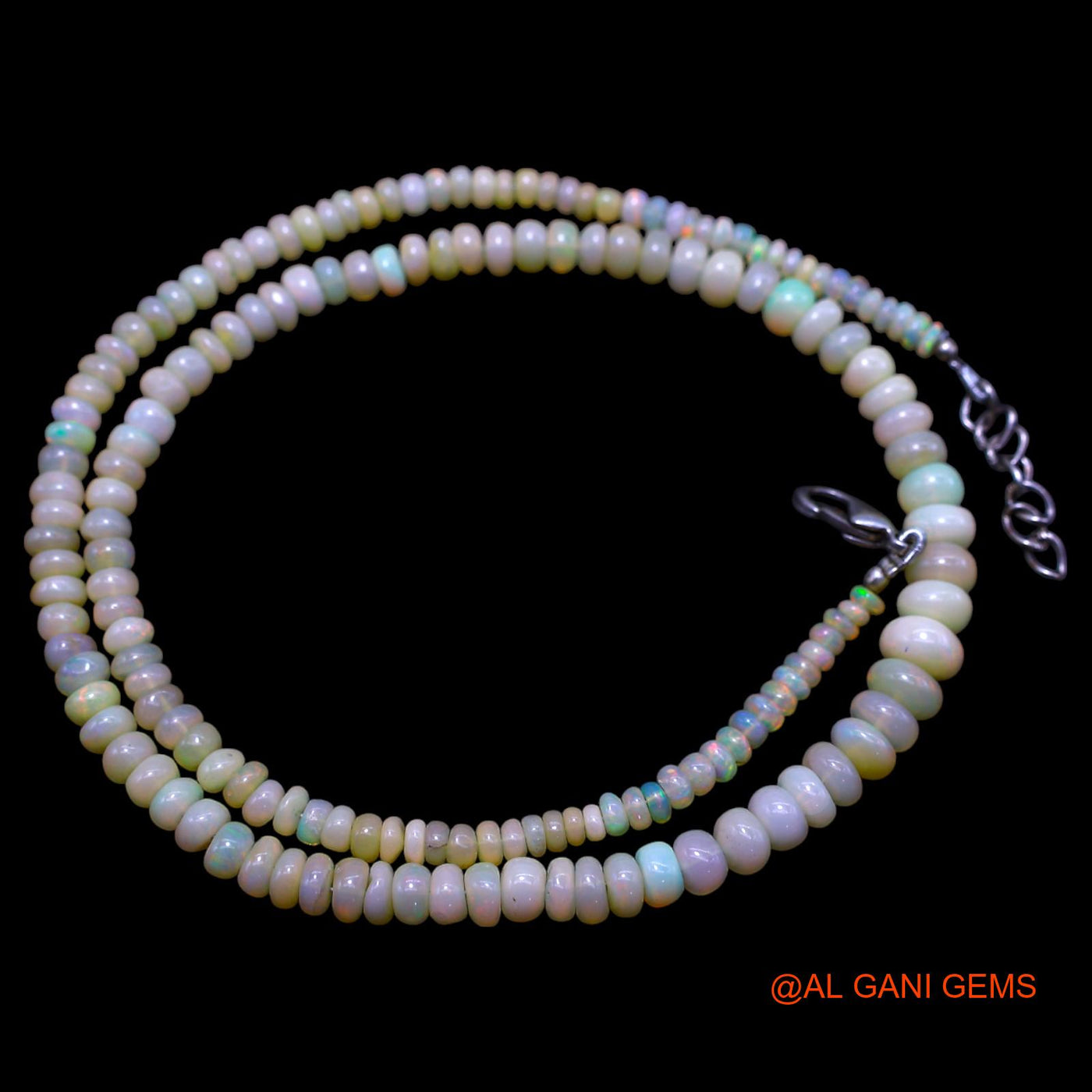 Smooth Fire Opal Bead Rondelle Dainty Handmade Celestial Mother Necklace EOB-23