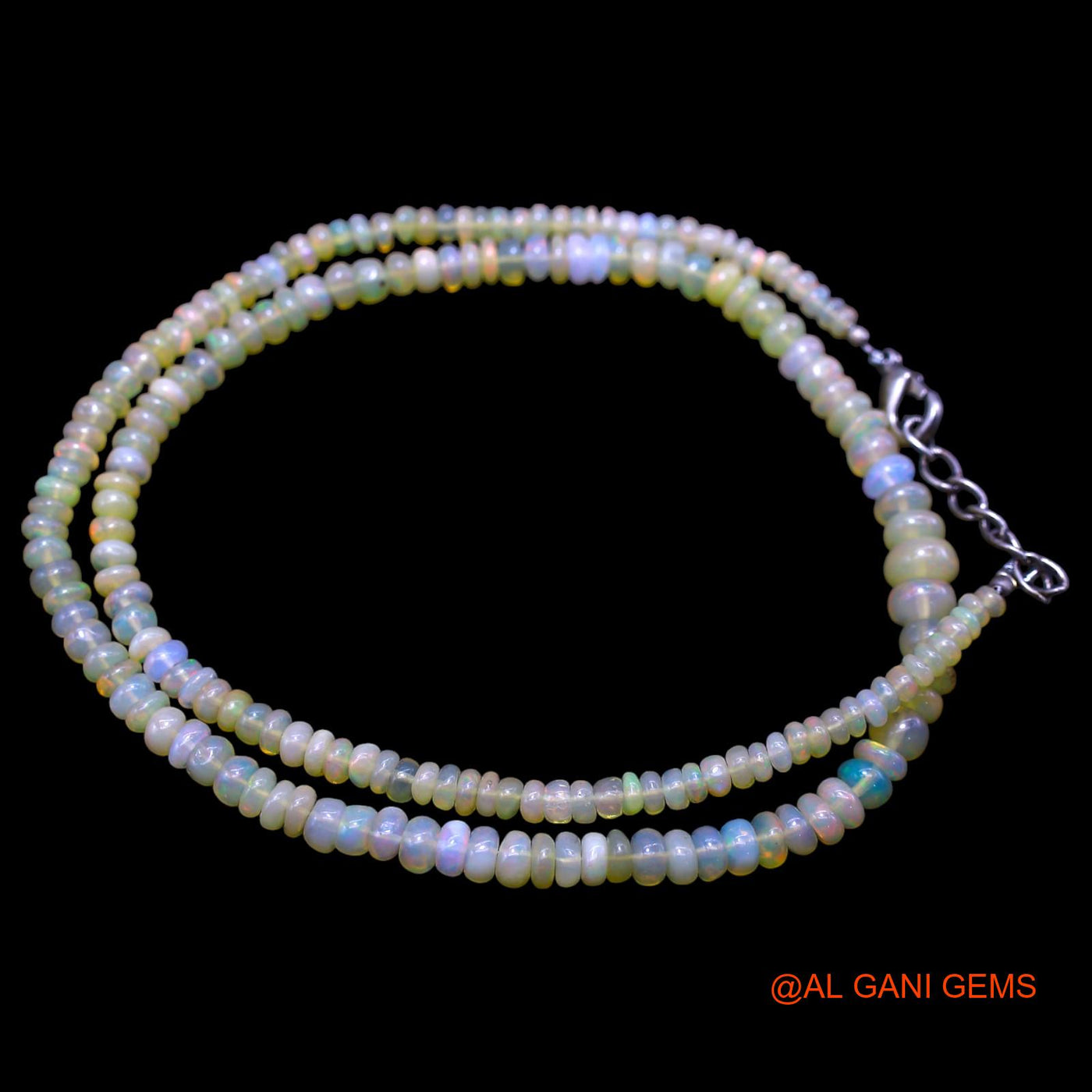 Rondelle Smooth Multi Color Fire Opal Beaded Art Deco Wedding Necklace EOB-25