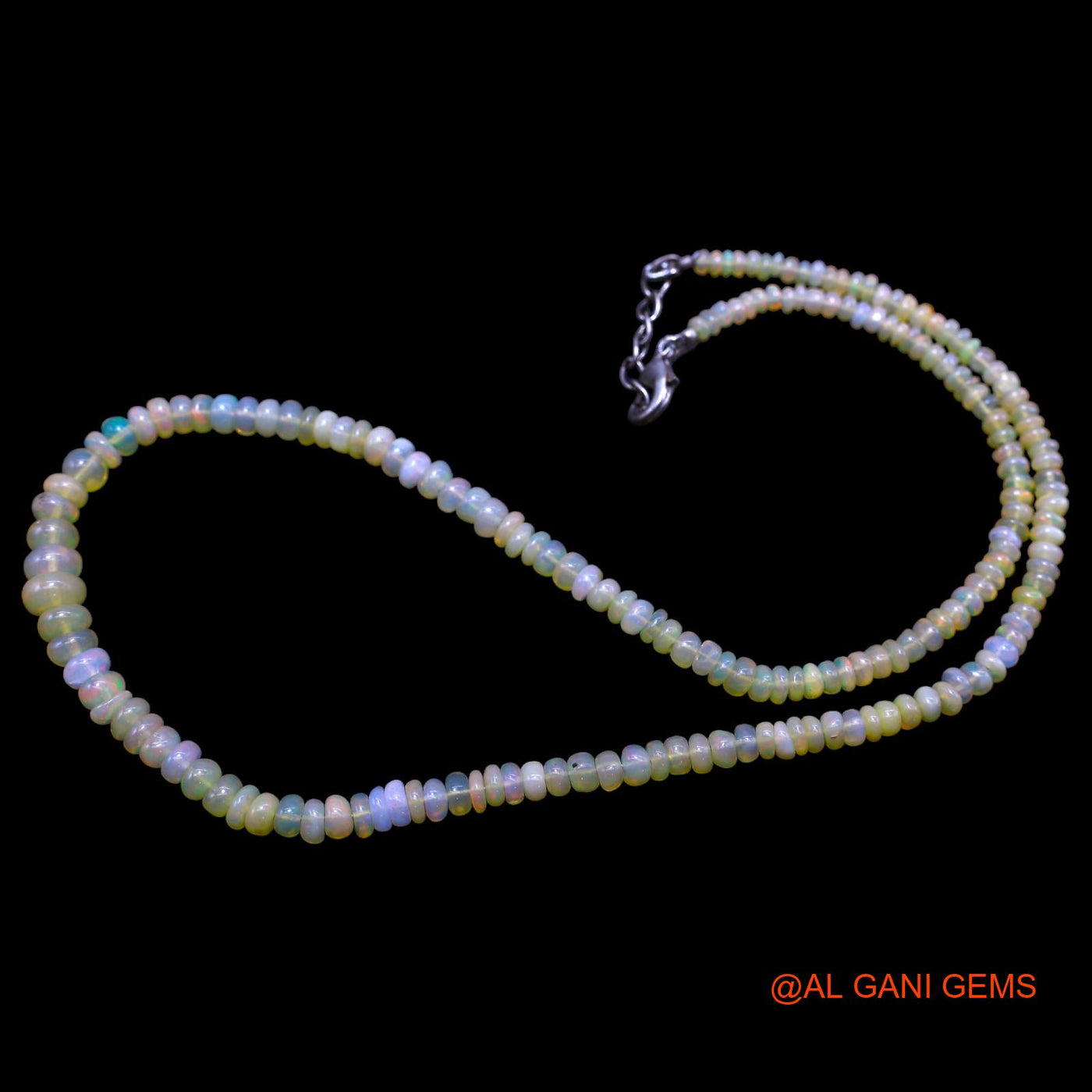Rondelle Smooth Multi Color Fire Opal Beaded Art Deco Wedding Necklace EOB-25