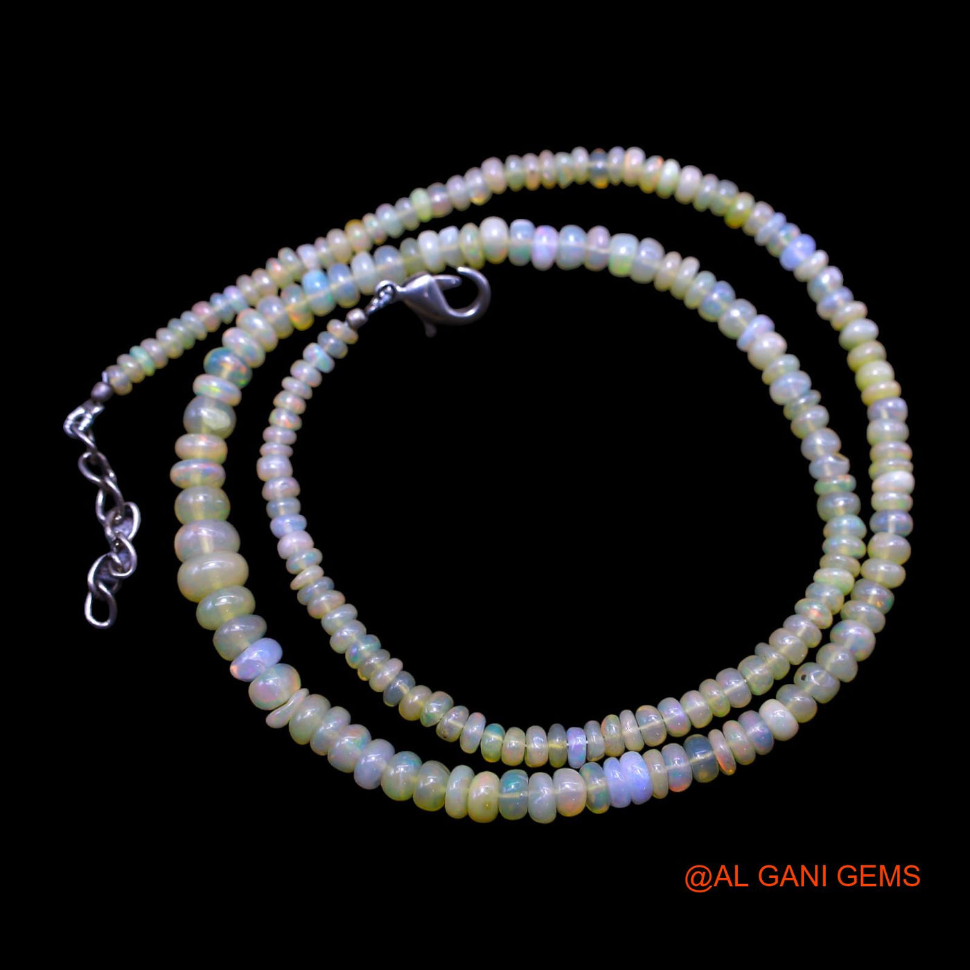 Rondelle Smooth Multi Color Fire Opal Beaded Art Deco Wedding Necklace EOB-25