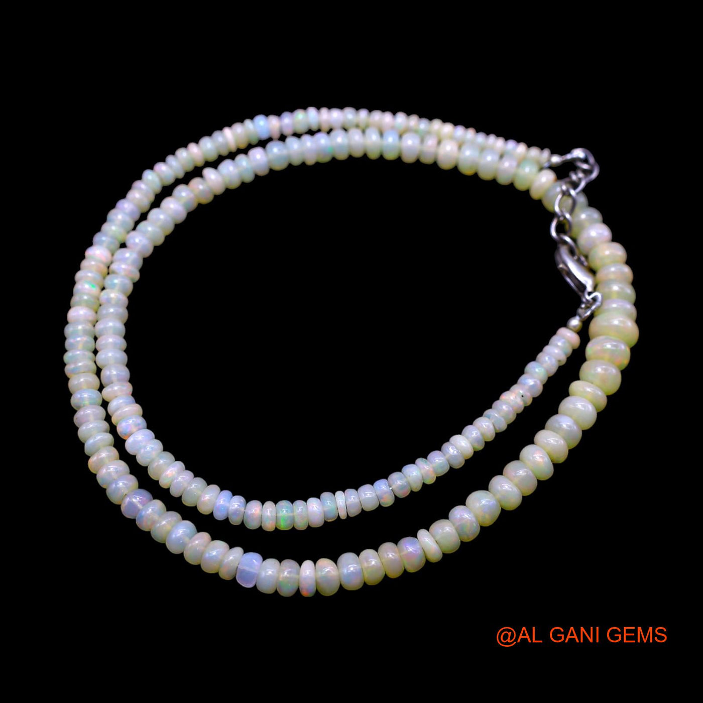 Rondelle Smooth 3X7 MM Fire Opal Beaded Dainty Anniversary Boho Necklace EOB-26