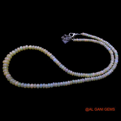 Rondelle Smooth 3X7 MM Fire Opal Beaded Dainty Anniversary Boho Necklace EOB-26
