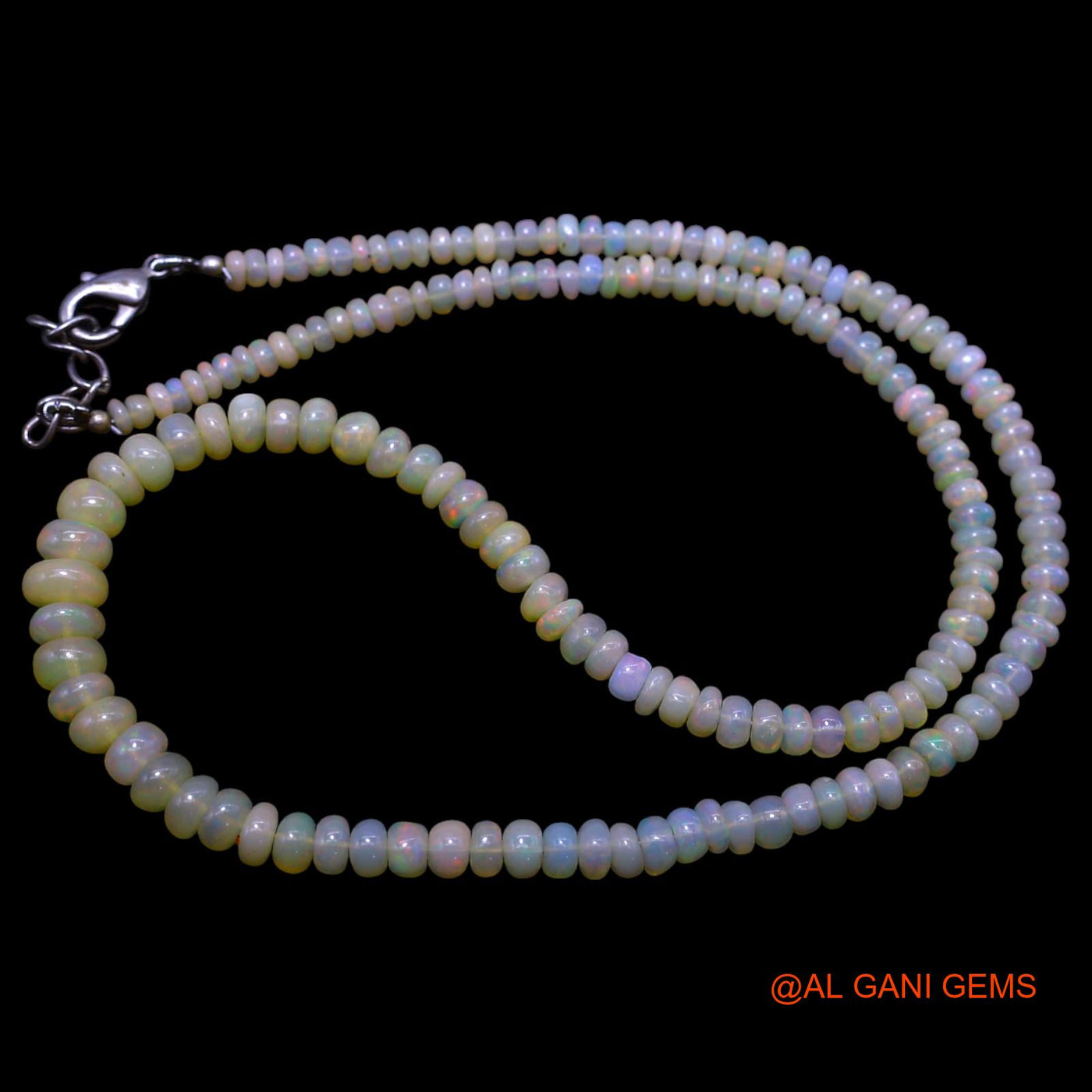 Rondelle Smooth 3X7 MM Fire Opal Beaded Dainty Anniversary Boho Necklace EOB-26