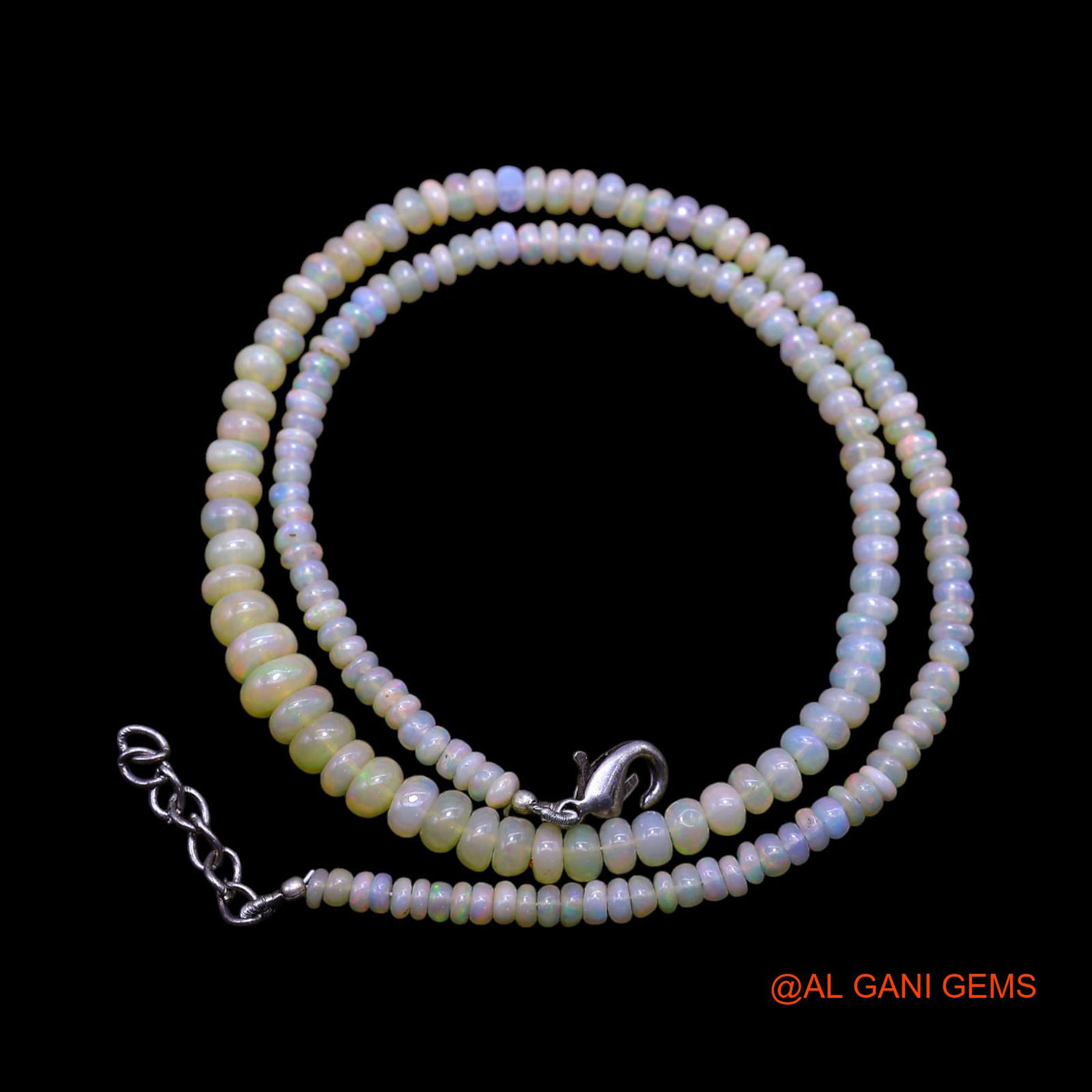 Rondelle Smooth 3X7 MM Fire Opal Beaded Dainty Anniversary Boho Necklace EOB-26