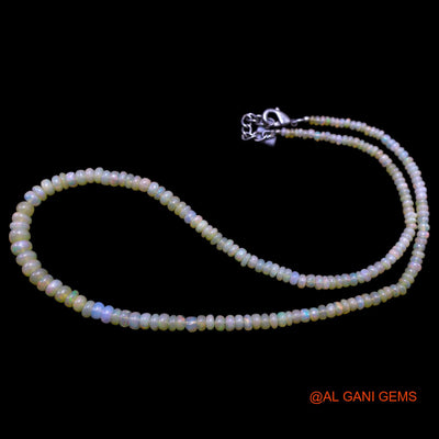 Smooth Multi Color Fire Opal Beaded Rondelle Dainty Mother Boho Necklace EOB-27