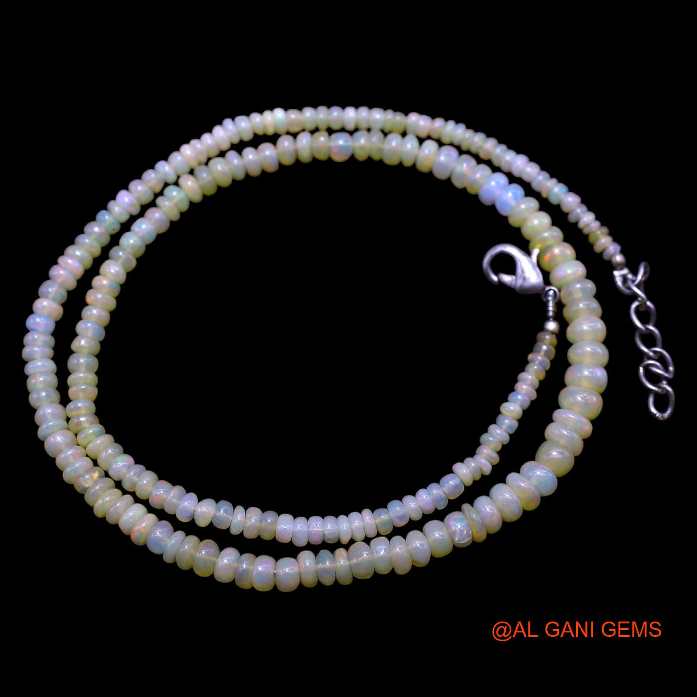 Smooth Multi Color Fire Opal Beaded Rondelle Dainty Mother Boho Necklace EOB-27
