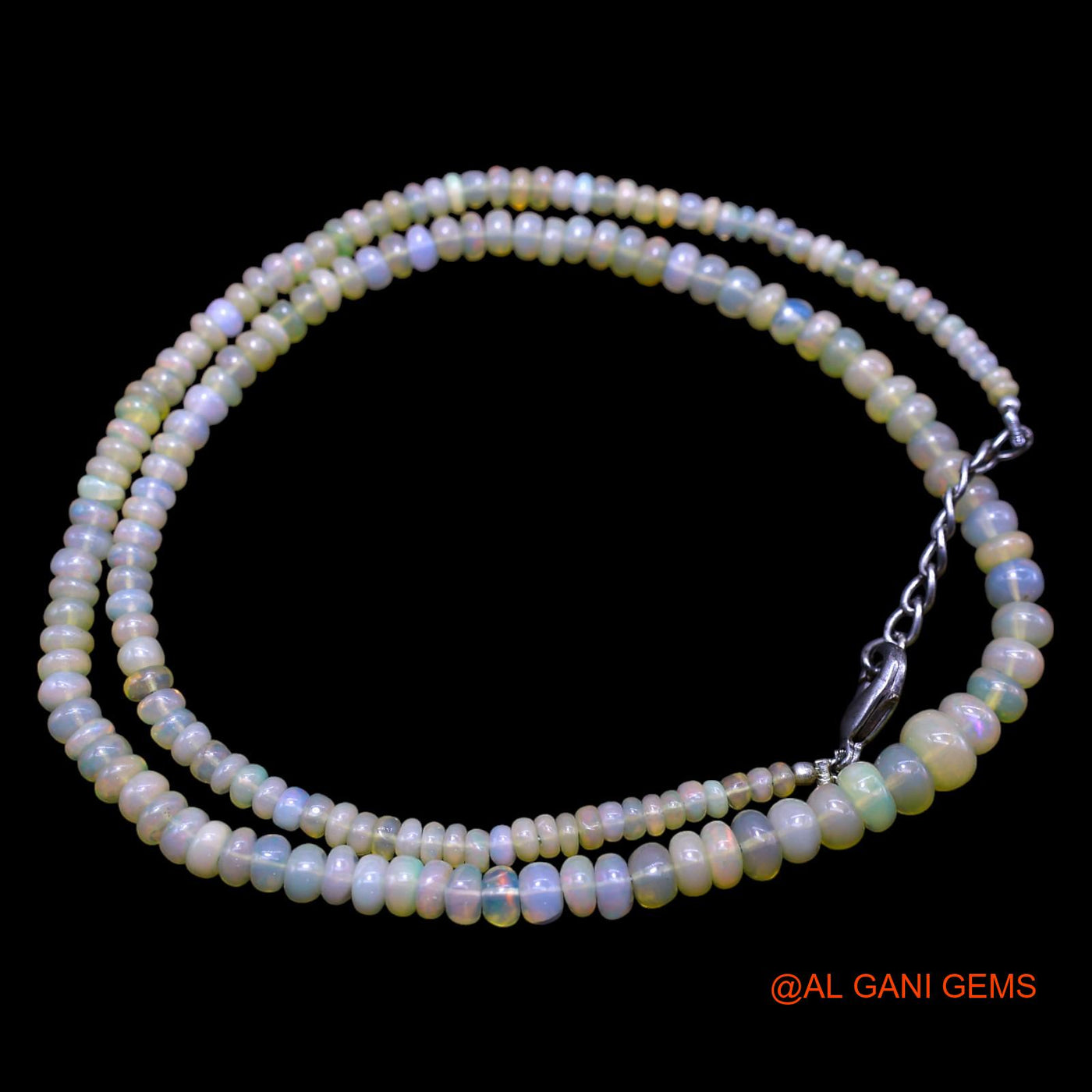 Rondelle Smooth Multi Color Fire Opal Bead Dainty Handmade Boho Necklace EOB-28