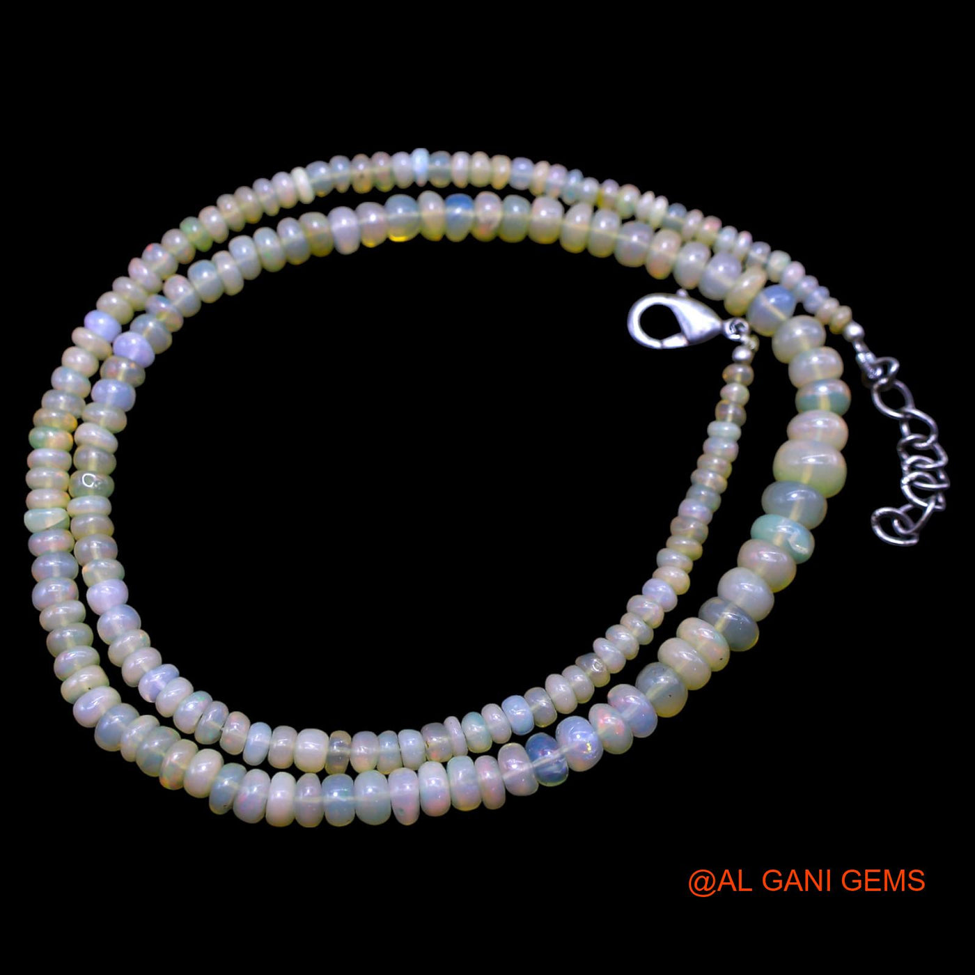 Rondelle Smooth Multi Color Fire Opal Bead Dainty Handmade Boho Necklace EOB-28