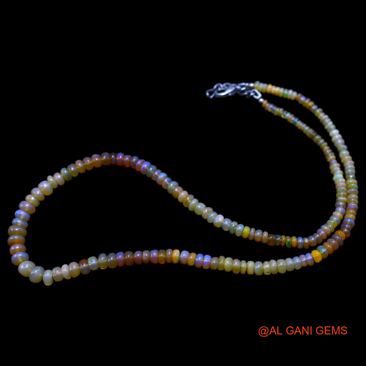 Rondelle Smooth Fire Opal Beads Boho Daughter Statement Dainty Necklace EOB-2