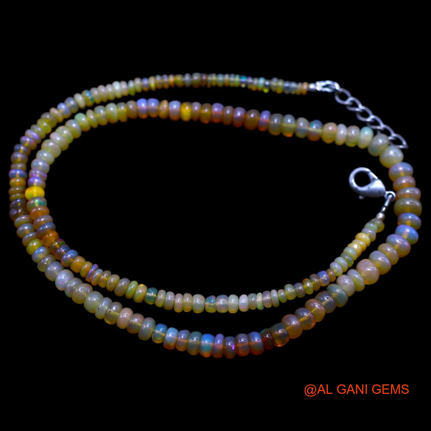 Rondelle Smooth Fire Opal Beads Boho Daughter Statement Dainty Necklace EOB-2