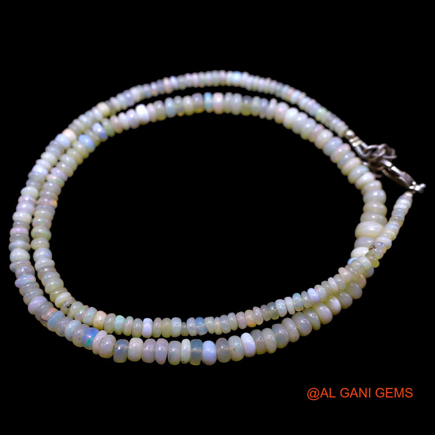 Rondelle Smooth 3X6 MM Fire Opal Beaded Dainty Handmade Mother Necklace EOB-31