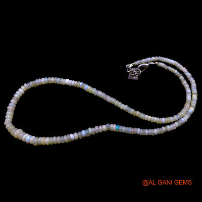 Rondelle Smooth 3X6 MM Fire Opal Beaded Dainty Handmade Mother Necklace EOB-31