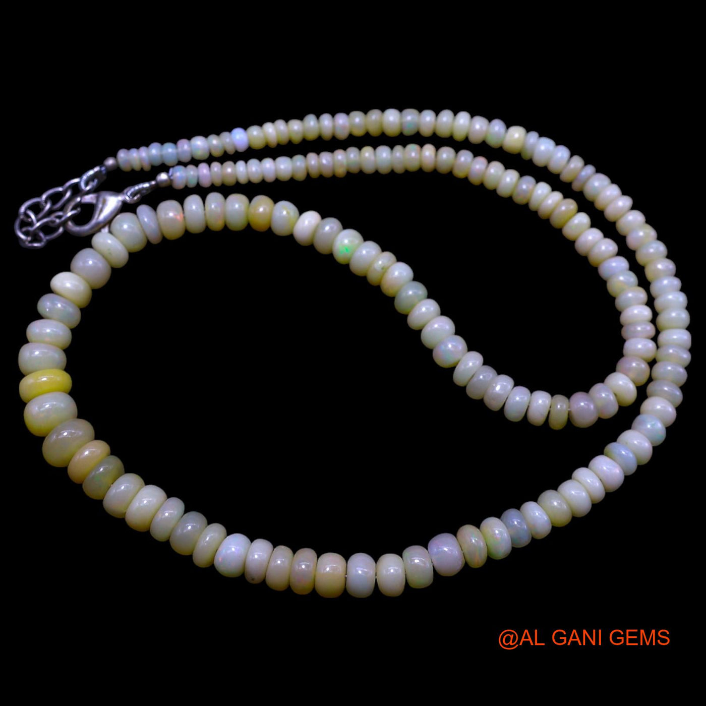Smooth Multi Color Fire Opal Bead Rondelle Boho Celestial Necklace EOB-33