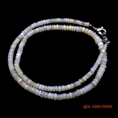 Rondelle Smooth 3X5 MM Multi Color Fire Opal Beaded Art Deco Necklace EOB-34