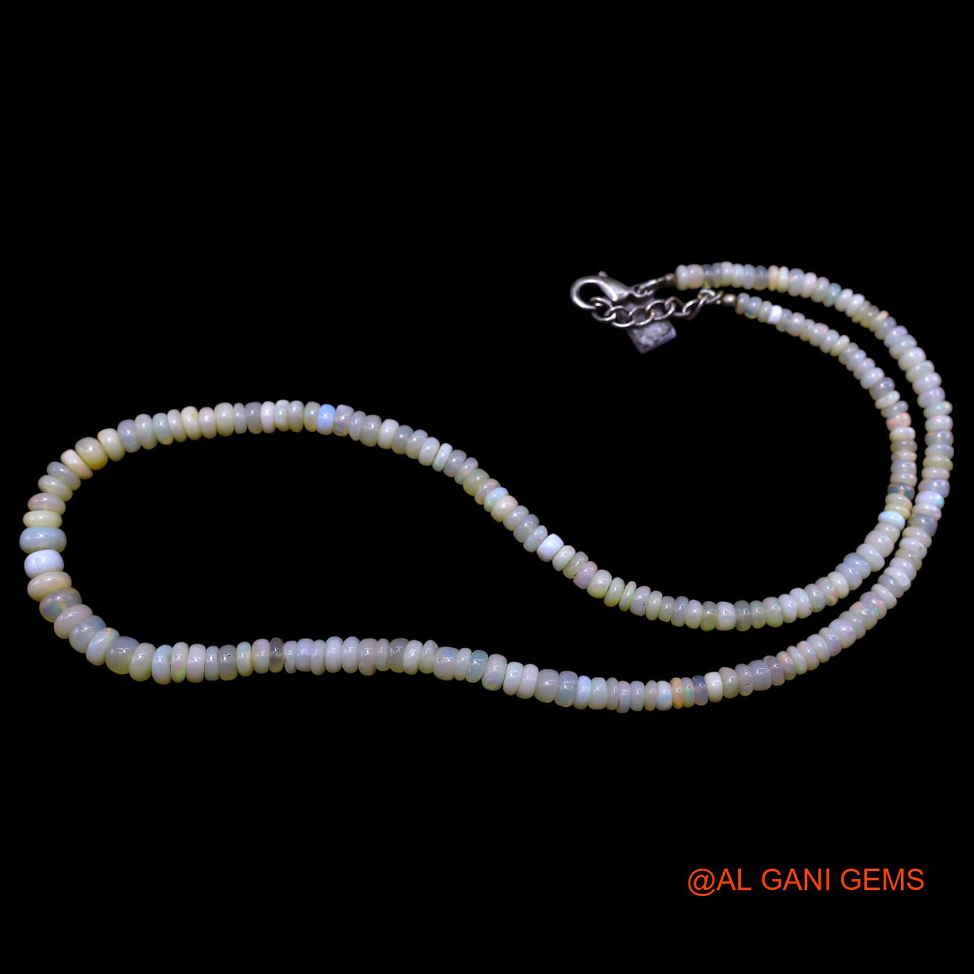 Rondelle Smooth 3X5 MM Multi Color Fire Opal Beaded Art Deco Necklace EOB-34