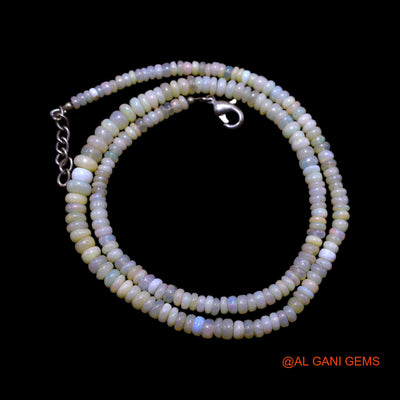 Rondelle Smooth 3X5 MM Multi Color Fire Opal Beaded Art Deco Necklace EOB-34