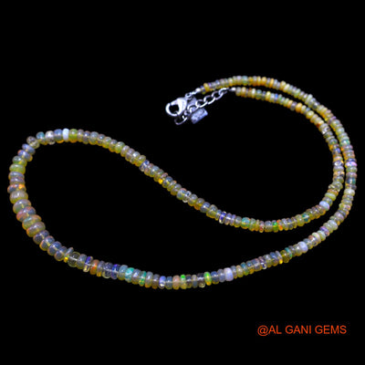 Rondelle Smooth 3X6 MM Fire Opal Bead Art Deco Celestial Mother Necklace EOB-35