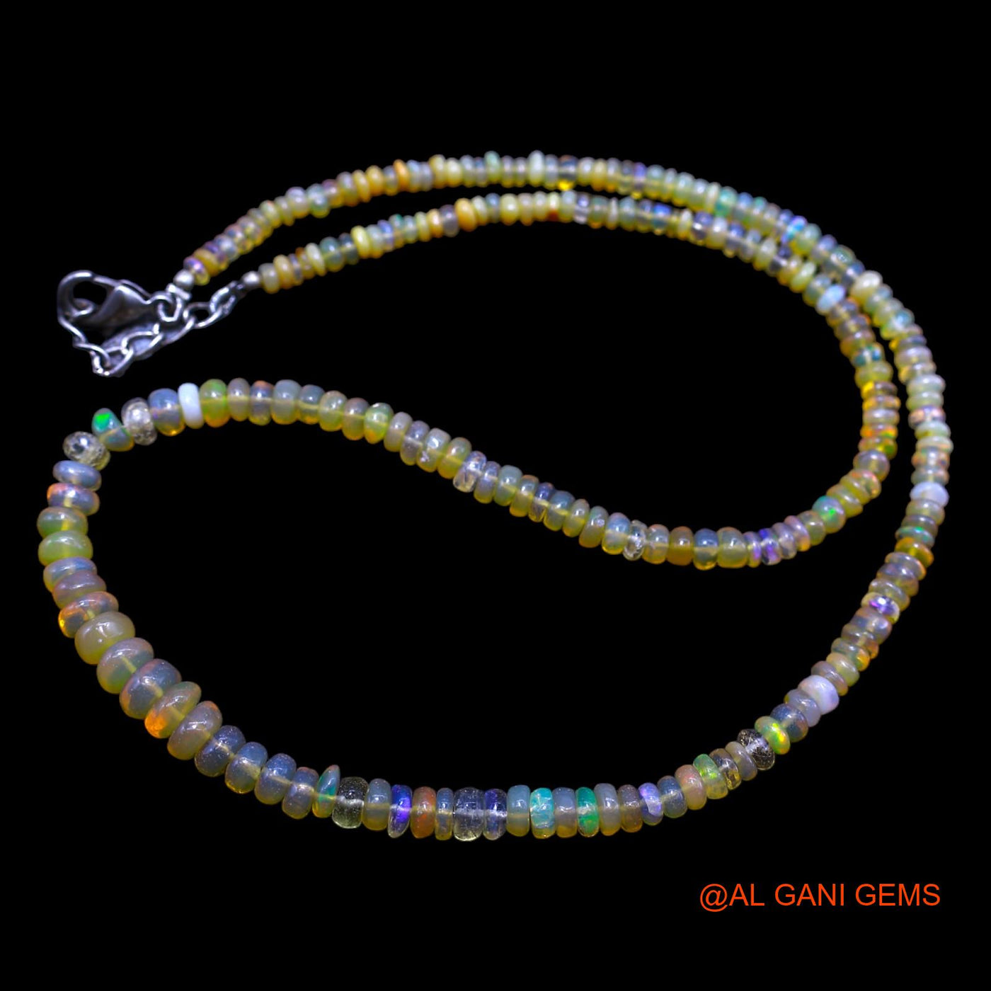 Rondelle Smooth 3X6 MM Fire Opal Bead Art Deco Celestial Mother Necklace EOB-35