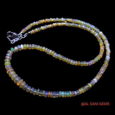 Rondelle Smooth 3X6 MM Fire Opal Bead Art Deco Celestial Mother Necklace EOB-35