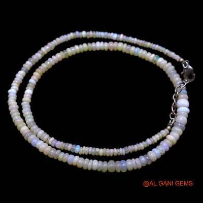 Rondelle Smooth 2X6 MM Fire Opal Beads Art Deco Handcrafted Necklace EOB-37
