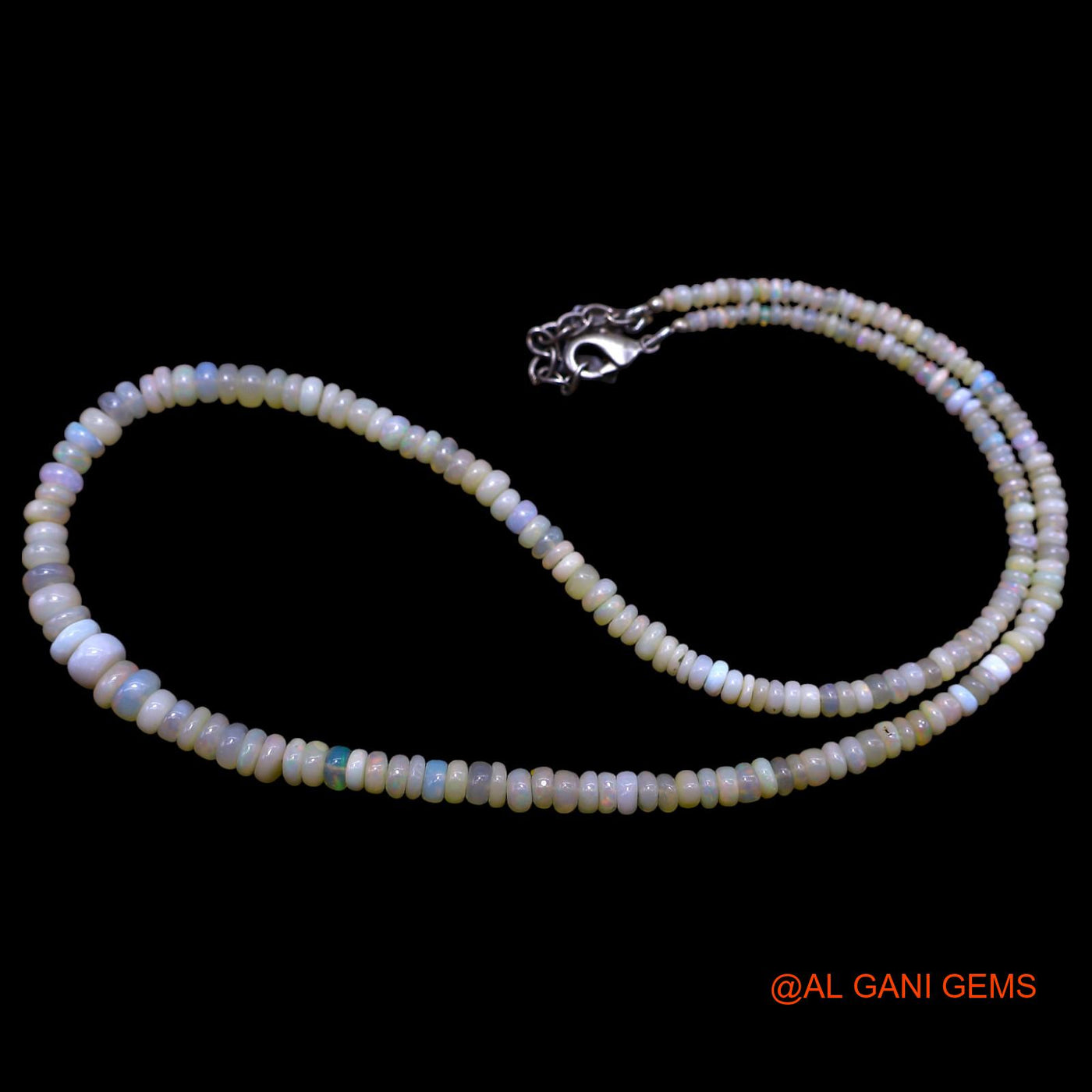 Rondelle Smooth 2X6 MM Fire Opal Beads Art Deco Handcrafted Necklace EOB-37
