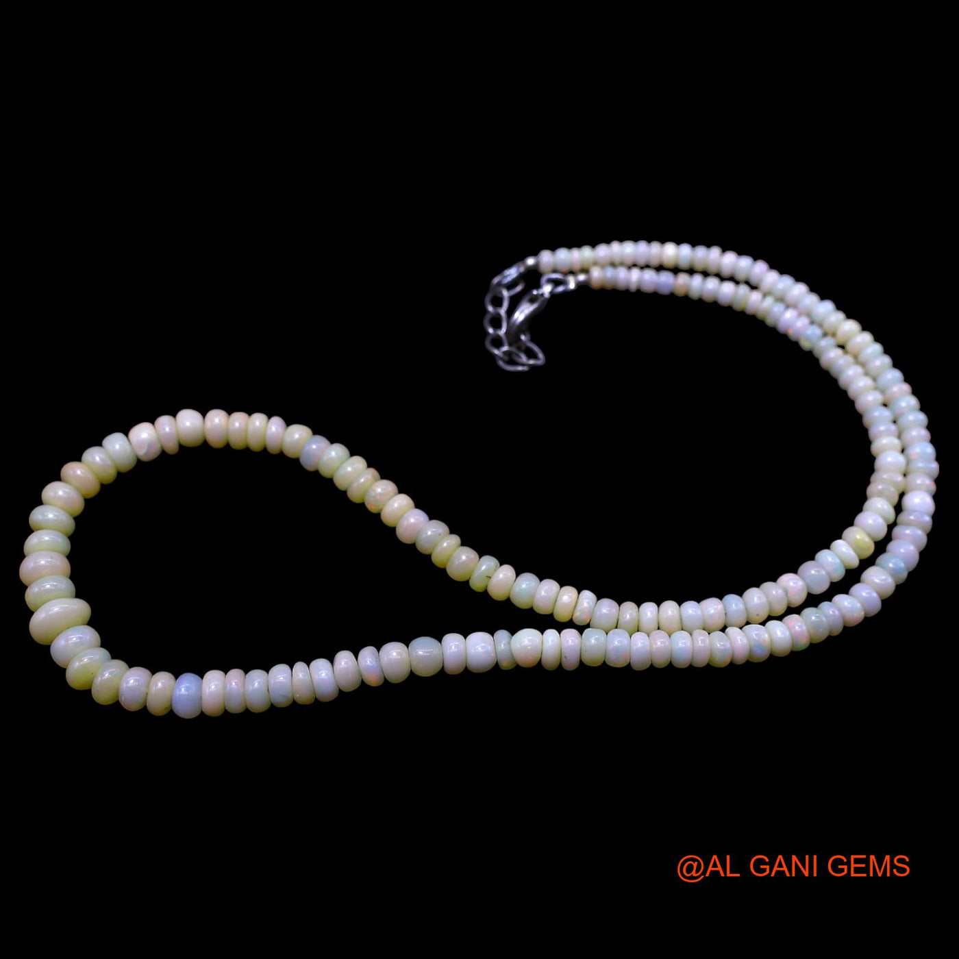 Smooth Multi Color Fire Opal Beaded Rondelle Dainty Mother Boho Necklace EOB-3