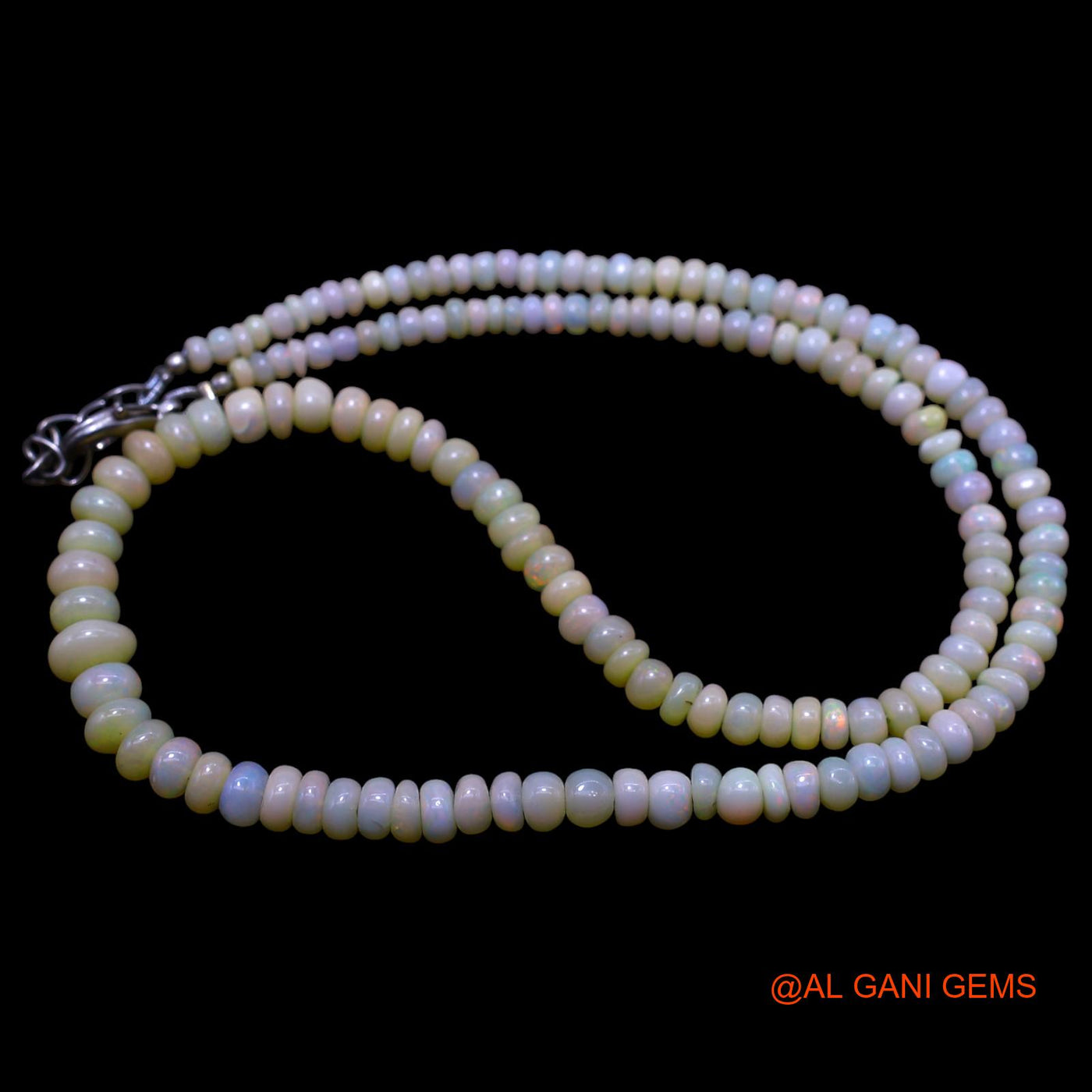 Smooth Multi Color Fire Opal Beaded Rondelle Dainty Mother Boho Necklace EOB-3