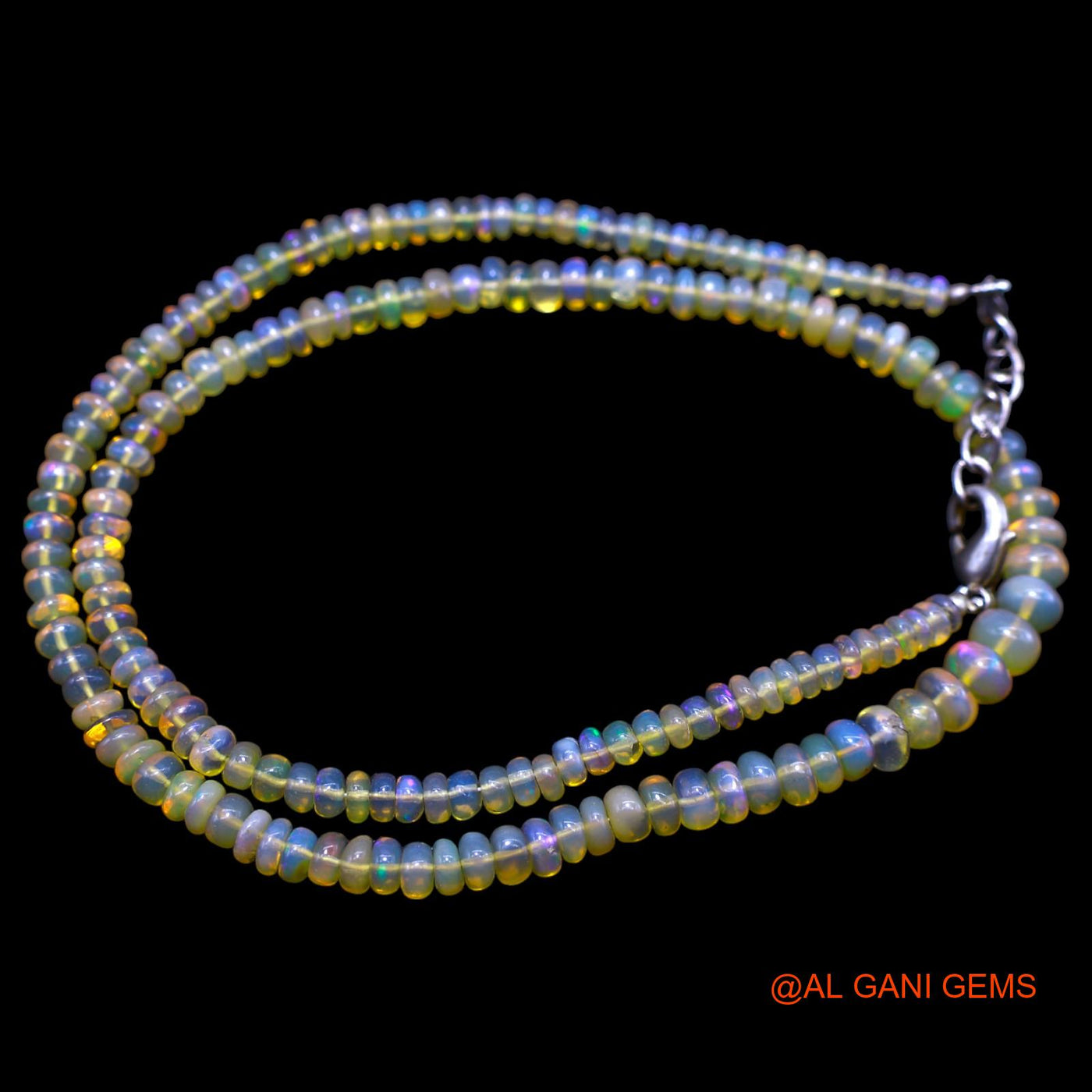 Rondelle Smooth Fire Opal Bead Boho Celestial Dainty Birthday Necklace EOB-40