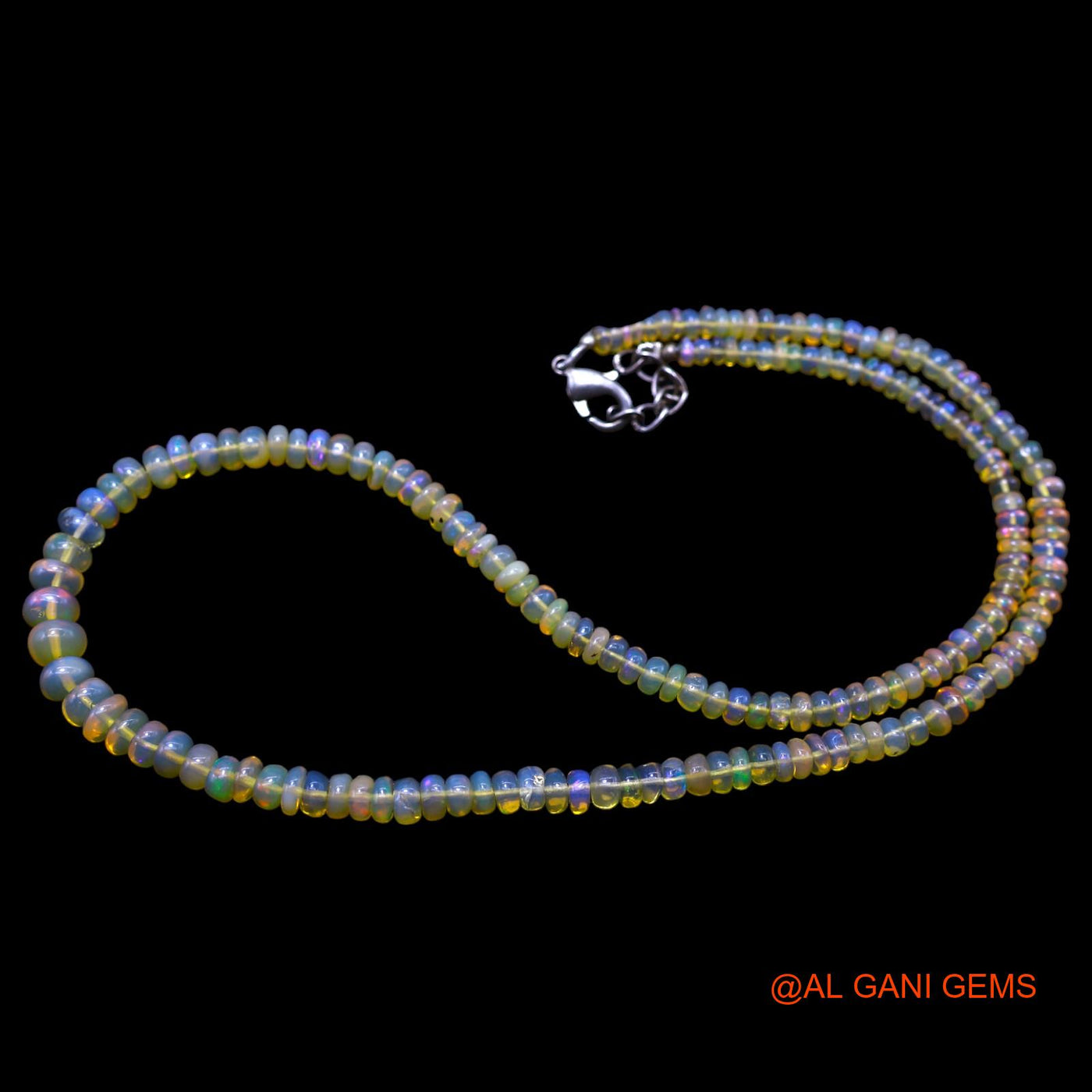Rondelle Smooth Fire Opal Bead Boho Celestial Dainty Birthday Necklace EOB-40