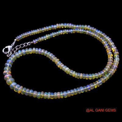 Rondelle Smooth Fire Opal Bead Boho Celestial Dainty Birthday Necklace EOB-40